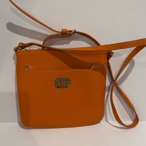 Ralph Lauren Orange‎ Pebble Leather Crossbody Bag